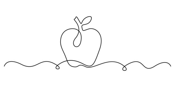 Continuous one line drawing of an Apple simple linear style graphic illustration vector