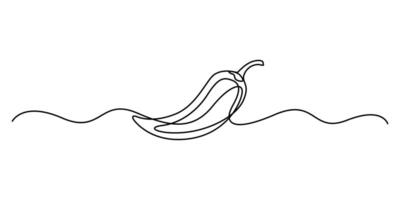 Continuous one line drawing of hot chili sketch illustration, Continuous single line drawing of hot red chili pepper graphic design vector