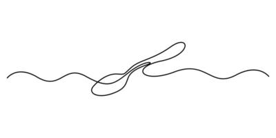 Tea spoon in one continuous line drawing, Spoon single line art, linear style, isolated on a white background graphic illustration vector