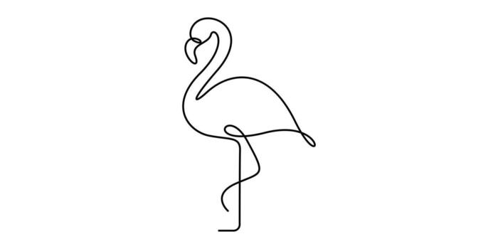 Flamingo bird in one continuous line drawing. Minimalist outline, Continuous single line drawing of flamingo bird. Graphic illustration vector