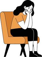 Woman in distress sitting in an armchair vector