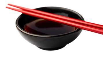 Dark Soy Sauce in Small Bowl with Chopsticks png