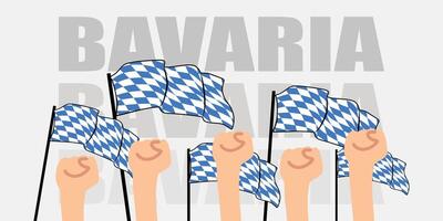 hand with flag of the Bavaria or Bavaria independence day illustration of Bavaria flag with gray background banner or greeting card vector