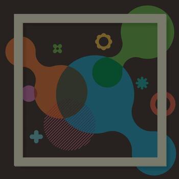 3d gris cuadrado marco con vistoso resumen varios formas transparente superposición en marrón antecedentes gráfico ilustración. vector