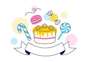 colorful cake and candy illustration vector