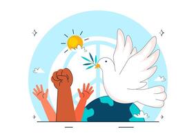Dove and raised fist in peace symbol vector