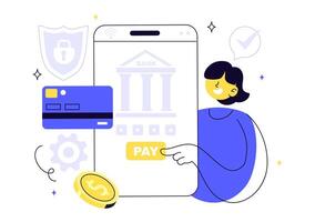 Mobile payment illustration with banking vector