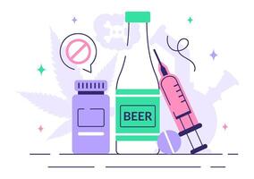 Illustration of a Narcologist Promoting Awareness of Drug, Alcohol, and Tobacco Issues in Healthcare vector