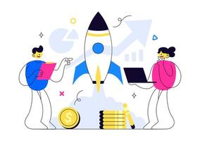 Creative Business Development and Startup Launch with Targeted Strategy vector