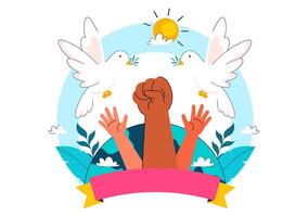 Flat Illustration of World Non-Violence Day with Peaceful Protest and Unity Themes vector