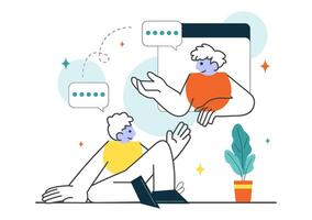 Flat Style of Digital Social Interaction and Group Chatting on Mobile Phones vector