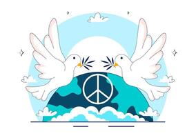 Peace and Non-Violence Awareness Day Illustration with Olive Branch and Dove Symbol vector