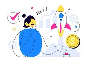 Woman preparing to launch startup vector