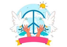 Gandhi Jayanti and International Day of Non-Violence Concept on October 2nd in Flat Style vector
