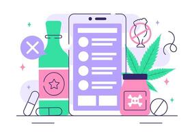 Cartoon of Drug Addiction and Alcohol Abuse Prevention with Healthcare Professional vector