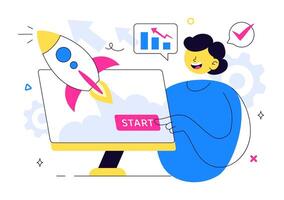 Startup Design with Strategic Planning, Arrows Shooting to Hit Success Target vector