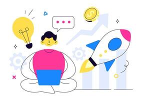 Goal-Oriented Startup Illustration with Arrow Shooting and Business Development Concept vector