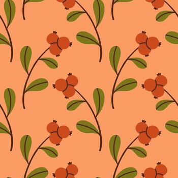 otoño baya sin costura modelo. otoño aislado bayas en naranja rosado antecedentes. cuadrado repetir modelo plano diseño para otoño estación. vector