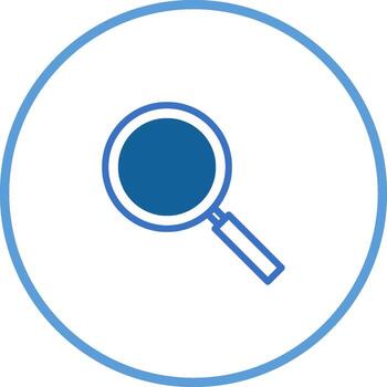 Magnifying glass icon represents searching analysis investigation and finding solution concept through exploration innovation vector