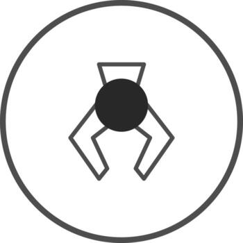 Simple claw machine icon within a circle offering a playful representation of chance and skill vector