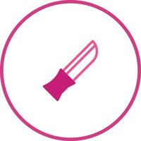 Minimalist illustration of a vibrant pink knife inside a circle on white background with simple graphics vector