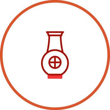 contorno dibujo de un decorativo florero presentando un más firmar diseño y circular marco ilustración vector