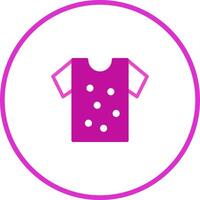 Graphic representation of a purple t-shirt with white dots in a circle frame design icon vector