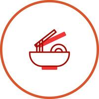 Minimalist asian noodle bowl with chopsticks icon for website and graphic design illustration perfect for food related graphics vector
