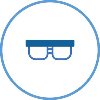 Blue eyeglasses icon in circle frame representing vision correction or eyewear style with clean design vector