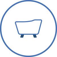 Minimalist bathtub icon design featuring a clean aesthetic and modern blue outline within circular frame vector