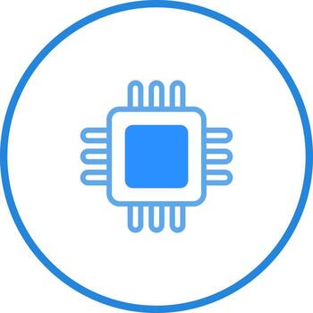 Simplified blue cpu icon design illustrating computing power modern technology representing innovative processing capabilities and seamless connectivity vector