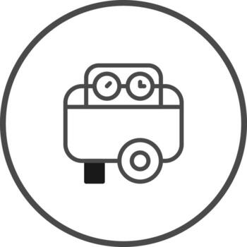 caprichoso robot personaje icono diseño dentro un circular marco un conceptual ilustración para innovación automatización vector