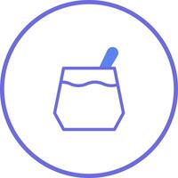 Minimalist icon illustration of a glass container with liquid and spoon inside the container vector