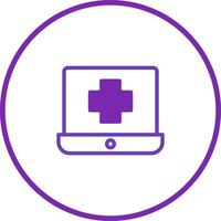 Medical consultation online via laptop a digital platform displaying a medical cross symbol for healthcare vector