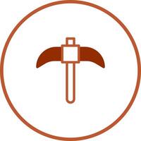 Vintage mining icon illustration features pickaxe symbol inside circle showcasing historic tool in graphic style emblem vector