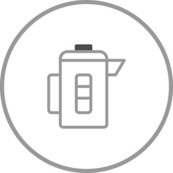minimalista contorno dibujo de un eléctrico tetera con un agua nivel indicador en circular marco vector