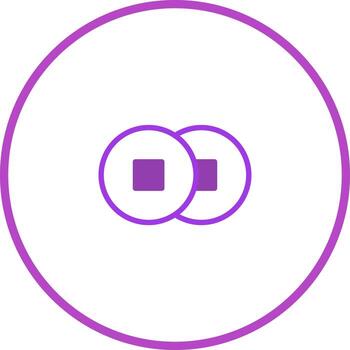 Minimalist overlapping circles with squares icon design providing simplicity and elegant aesthetic value perfect for logos and icons vector