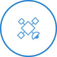 Minimalist satellite illustration in space with interconnected nodes for global communication and advanced technology systems vector