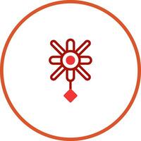 Minimalist illustration of a traditional chinese knot with round frame and red colour design vector