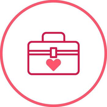 Red outline toolbox with a heart in center inside a red circle creative design for love vector