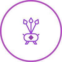 Minimalist illustration of a plant with leaves in a pot inside circle frame design vector