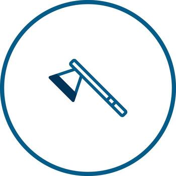 Minimalist axe icon in a circular frame representing lumberjack tools and a modern log cutting emblem vector