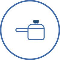 Simple cooking pot icon design inside blue circle representing kitchenware and food preparation utensils illustration graphic vector