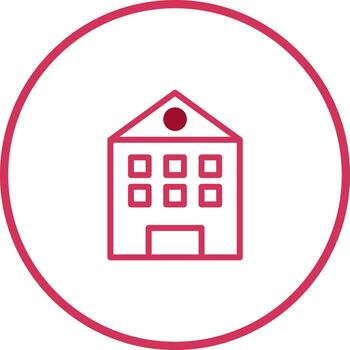 estilizado edificio icono ilustración con un circular marco Proporcionar un moderno arquitectónico símbolo vector