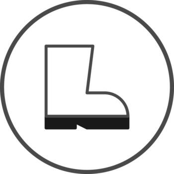 Minimalist footwear graphic icon illustration featuring a boot encapsulated within a circular border perfect for safety protocols vector