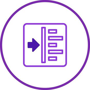 Symbolic representation of data import with an arrow entering a structured column grid for processing, data ingestion vector