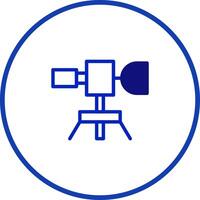The artful digital design features a simplified camera icon creatively framed inside a contrasting vibrant blue circular border vector