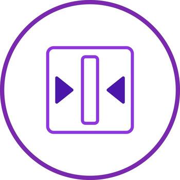 Purple vertical align icon inside square circle representing adjustment or size controls and alignment for design vector