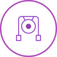 Minimalistic depiction of a gong outline icon for zen culture and relaxation promoting mindfulness through sound vector