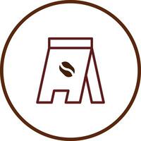 Brown Outline Icon of A-Frame Sign with Coffee Bean in the Middle and Circle Isolated vector